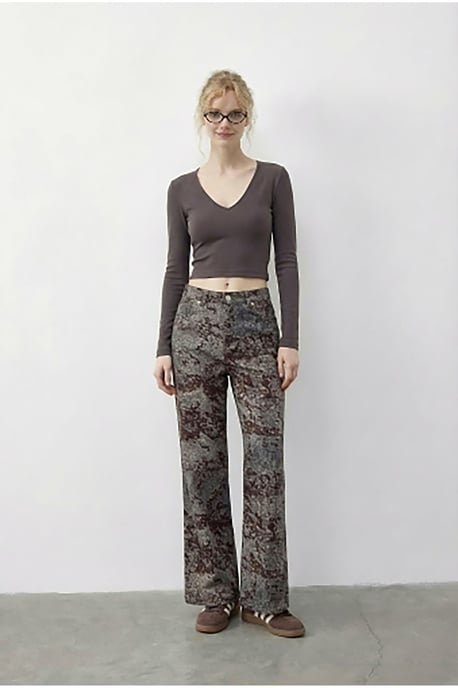 Hochtaillierte Paisley-Print Jeans mit geradem Bein - Image 4