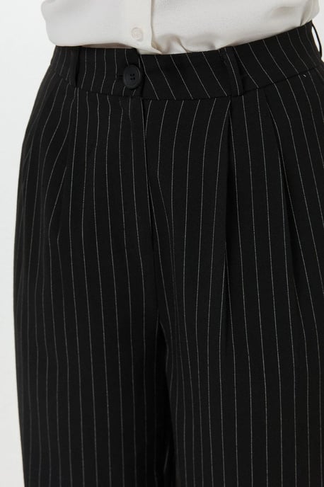 Hochtaillierte gestreifte gerade Beine Hose - Image 5