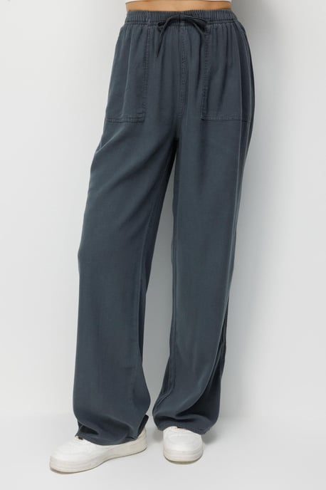 Hose mit geradem Bein aus Baumwolle in mittlerer Taille mit Bindebandverschluss - Image 2