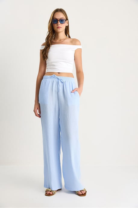 Hoch-taillierte gerade Hose mit Kordelzugbund - Image 2