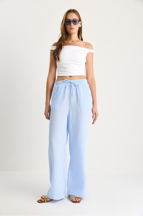 Hoch-taillierte gerade Hose mit Kordelzugbund - Image 3