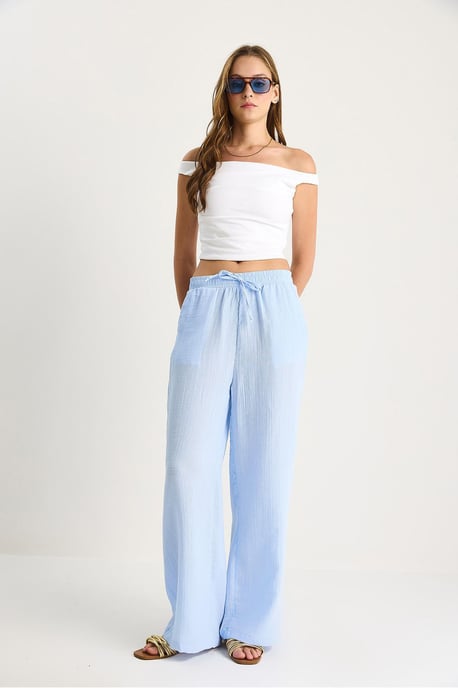 Hoch-taillierte gerade Hose mit Kordelzugbund - Image 4