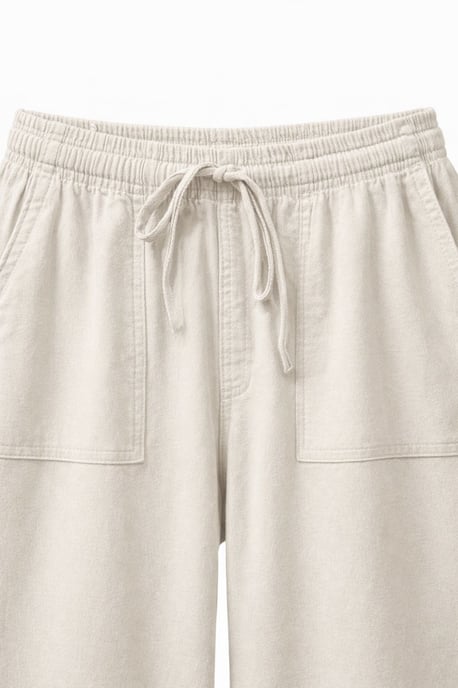 Mittlere Taille gerade Baumwollhose mit Bindebandverschluss - Image 3