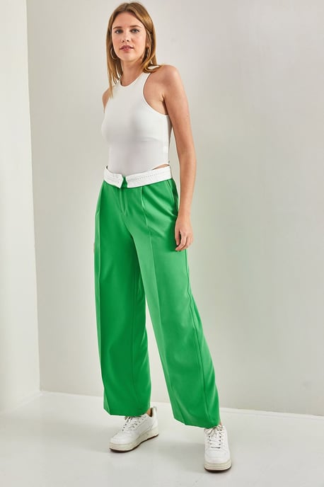 Hochgeschnittene Gerade Bein Hose mit Knopfverschluss - Image 4