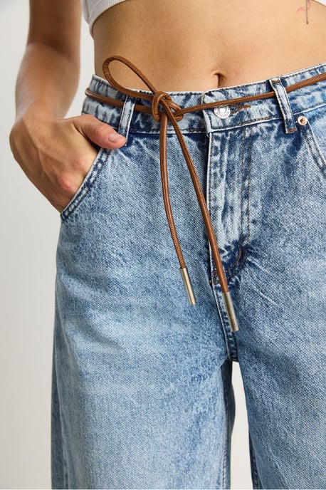 Gerade geschnittene Denim-Hosen mit Kordelzugbund - Image 6