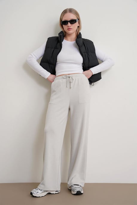 Hochtaillierte Pull-On Gerade-leg-Hosen mit Taschen - Image 3