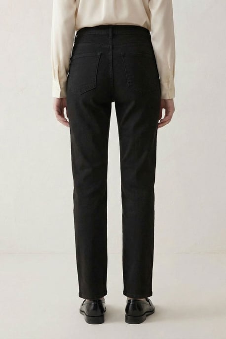 Hoch geschnittene Straight-Leg-Denim-Hose mit Taschen - Image 4