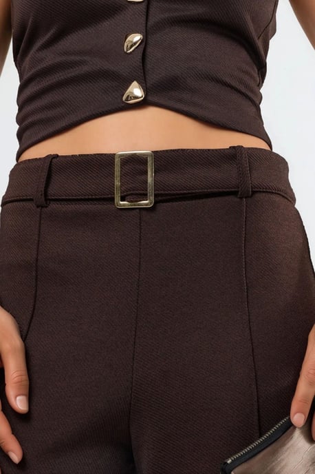 Hochtaillierte, mit Gürtel ausgestattete gerade Beinform-Hosen - Image 5