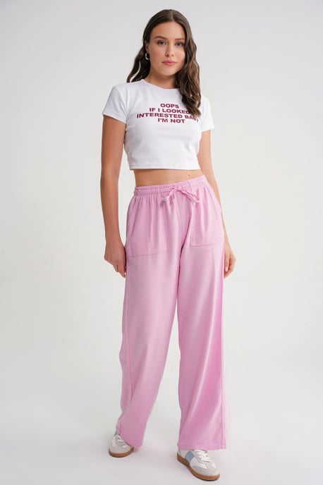 Hüfthohe gerade Baumwollhose mit Bindegürtel - Image 4
