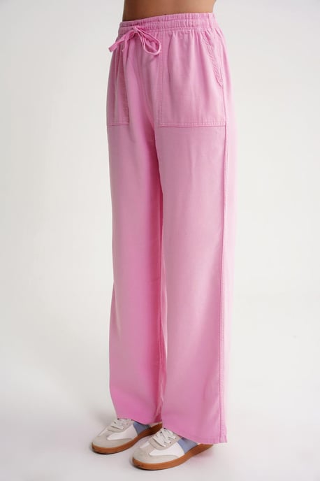 Hüfthohe gerade Baumwollhose mit Bindegürtel - Image 6