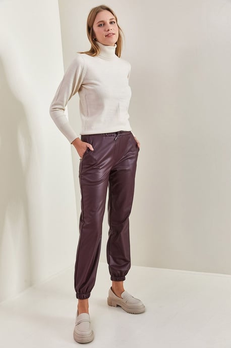 Faux-Leder Jogginghosen mit Bündchenbeinen - Image 2