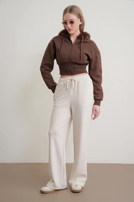 Hochtaillierte Pull-On Gerade-leg-Hosen mit Taschen - Image 1