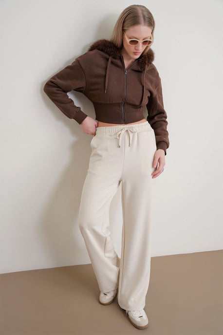 Hochtaillierte Pull-On Gerade-leg-Hosen mit Taschen - Image 2