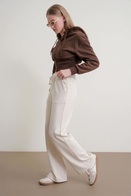 Hochtaillierte Pull-On Gerade-leg-Hosen mit Taschen - Image 3
