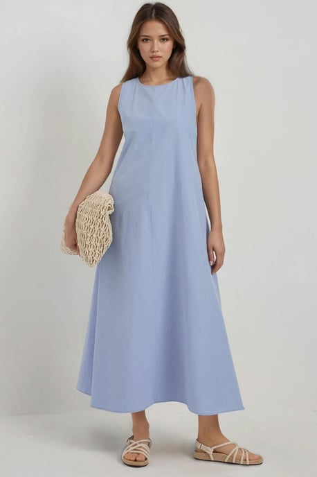 Mixray Kollektion A-Form Maxikleid mit Rundhalsausschnitt und Ärmellos - Image 1