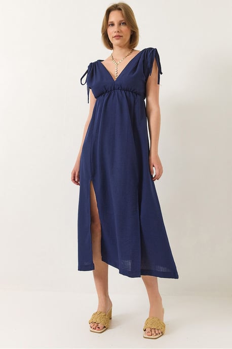 V-Ausschnitt Maxikleid mit Schlitz - Image 2