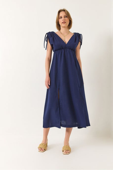 V-Ausschnitt Maxikleid mit Schlitz - Image 3