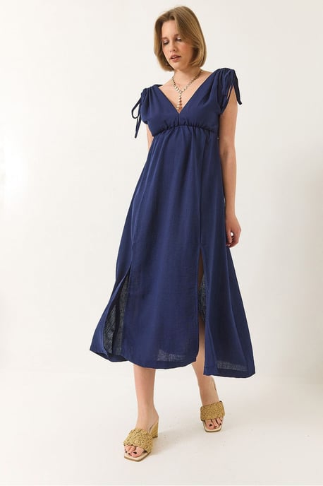 V-Ausschnitt Maxikleid mit Schlitz - Image 4