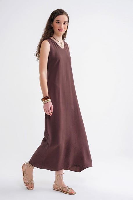 Ärmelloses V-Ausschnitt-Maxikleid mit Taschen - Image 4
