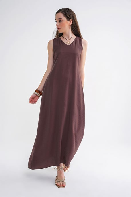 Ärmelloses V-Ausschnitt-Maxikleid mit Taschen - Image 5