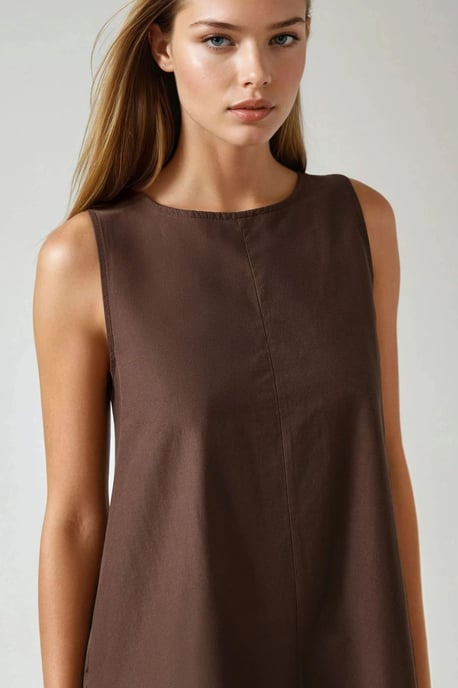 Mixray Kollektion Crew Neck Ärmelloses A-Form Maxi Kleid - Image 6
