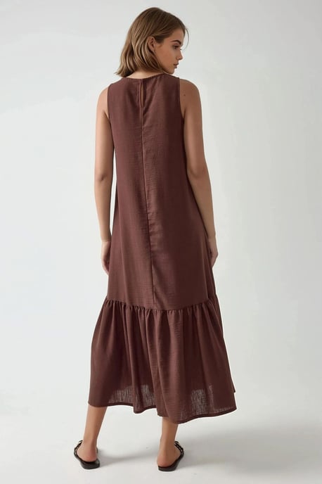 Ärmelloses A-Linien Maxi-Kleid mit Rundhalsausschnitt - Image 2