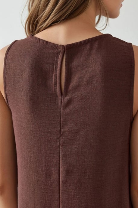 Ärmelloses A-Linien Maxi-Kleid mit Rundhalsausschnitt - Image 4