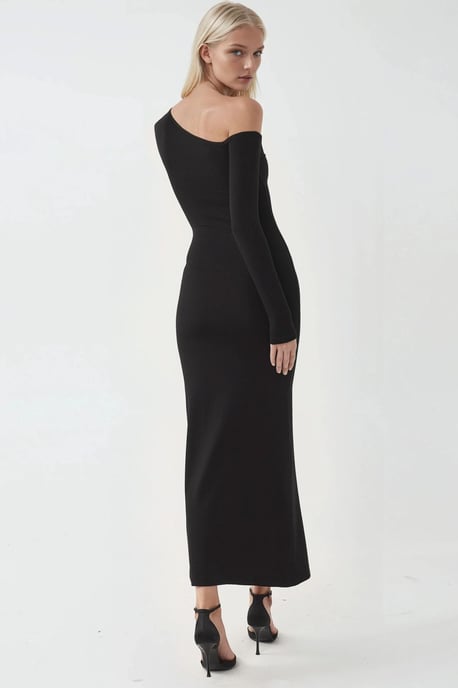 Asymmetrisches Kragen-Maxi-Kleid mit Schlitz - Image 4