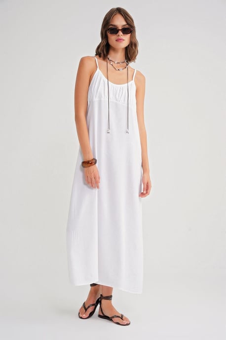 Träger Maxi-Kleid mit gerafftem Detail - Image 1