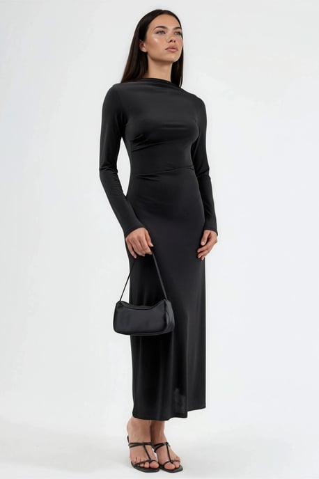 Anliegendes Maxikleid mit Drapierung - Image 5