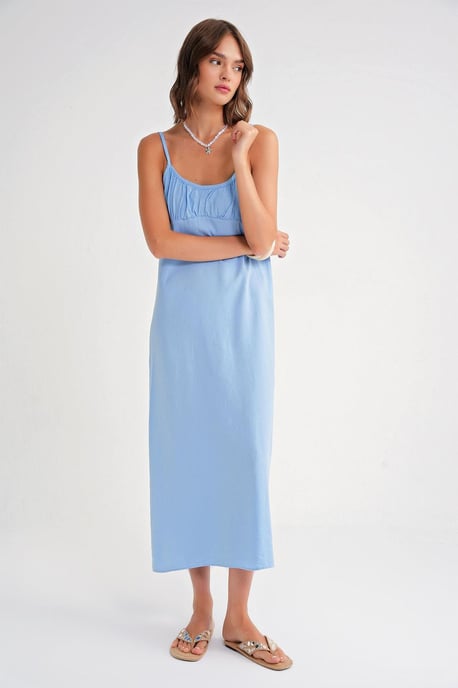 Maxikleid mit gerafftem Detail und Trägern - Image 3