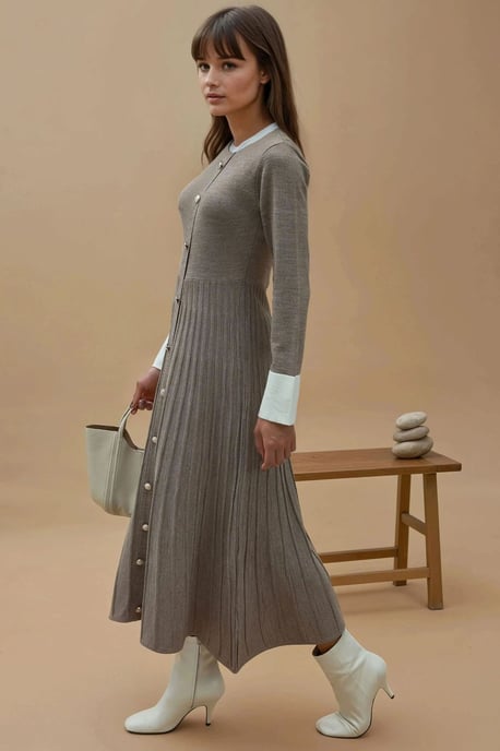 Strukturiertes Strick-Maxi-Kleid - Image 1