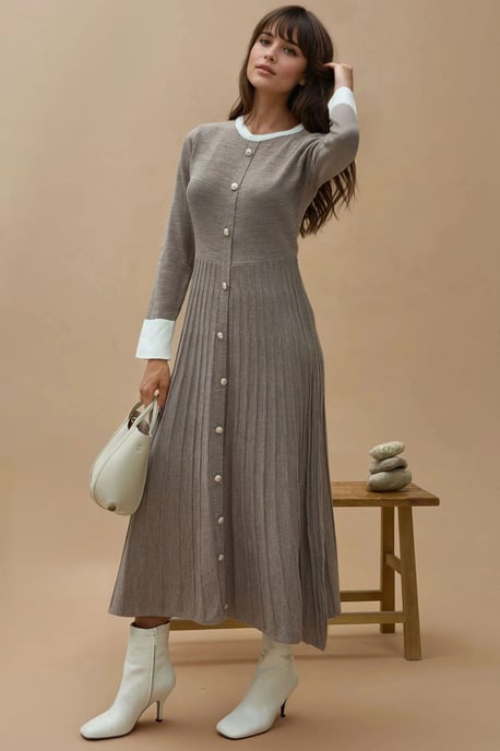 Strukturiertes Strick-Maxi-Kleid - Image 4