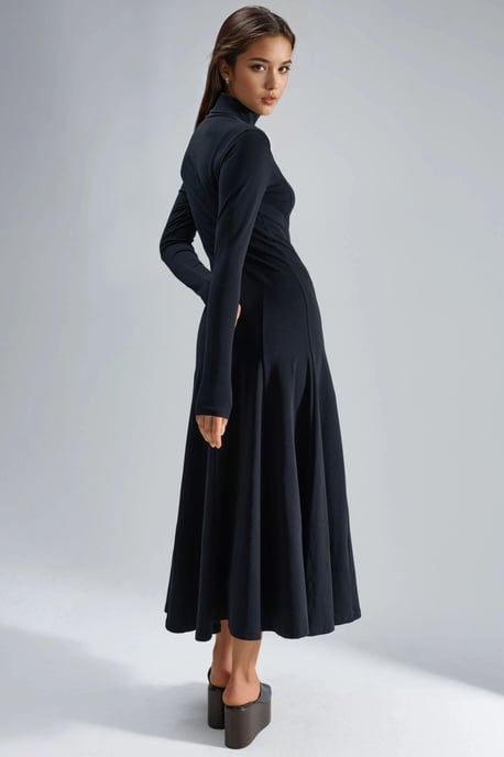 Langärmliges A-Linien Midikleid - Image 4