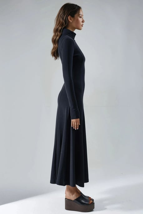Langärmliges A-Linien Midikleid - Image 5