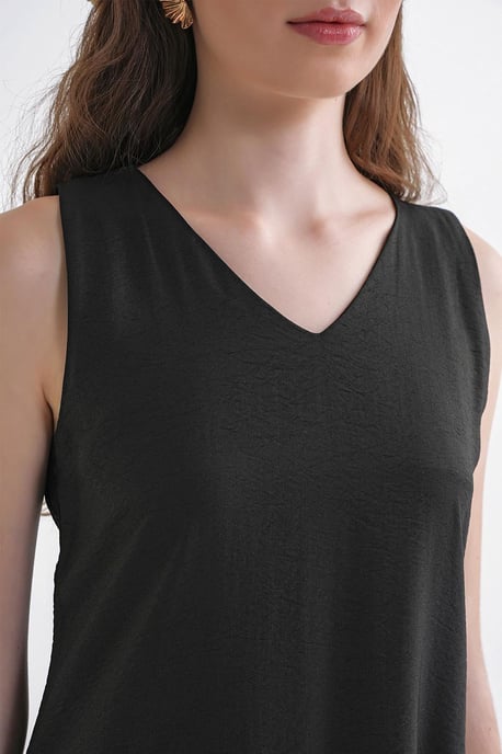 V-Ausschnitt ärmelloses Maxikleid mit Taschen - Image 6