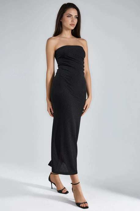 Glänzendes Maxikleid mit Schlitzdetails - Image 2
