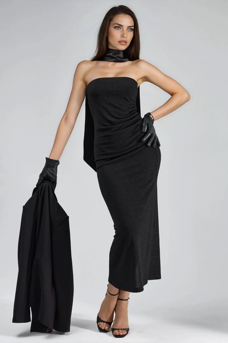 Glänzendes Maxikleid mit Schlitzdetails - Image 5