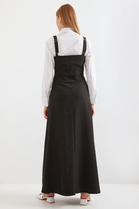 Maxikleid in A-Linie mit quadratischem Kragen und Knopfverschluss - Image 5