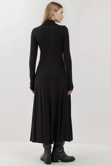 Strukturiertes Maxi-Kleid mit halbem Turtleneck - Image 3