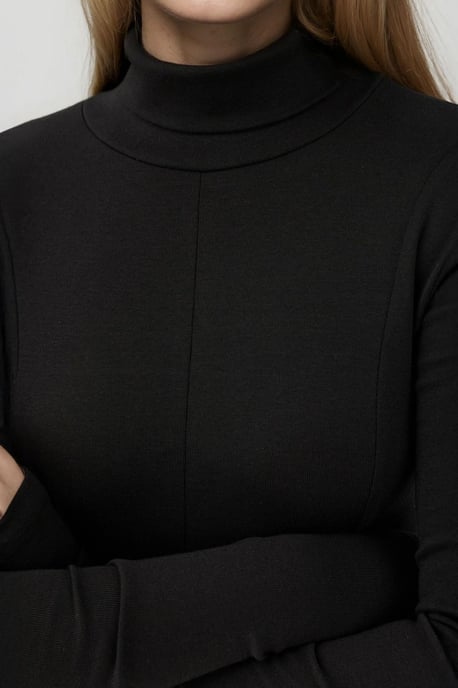 Strukturiertes Maxi-Kleid mit halbem Turtleneck - Image 4
