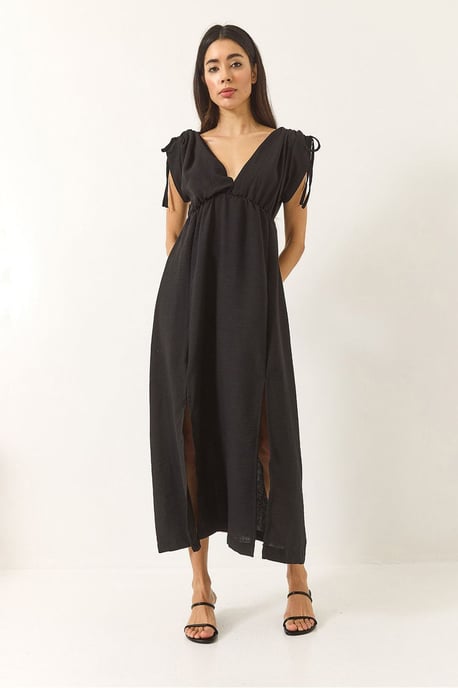V-Ausschnitt Maxikleid mit Schlitz - Image 2