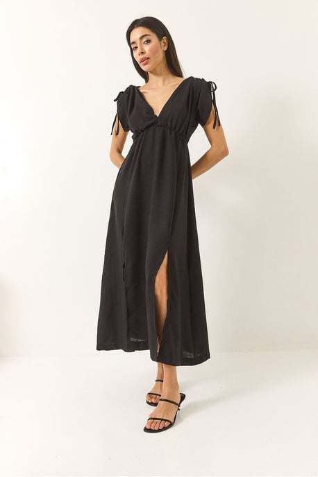 V-Ausschnitt Maxikleid mit Schlitz - Image 4