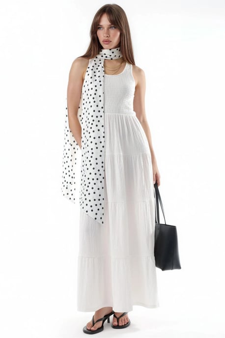 Strukturiertes U-Kragen Maxi-Kleid - Image 1