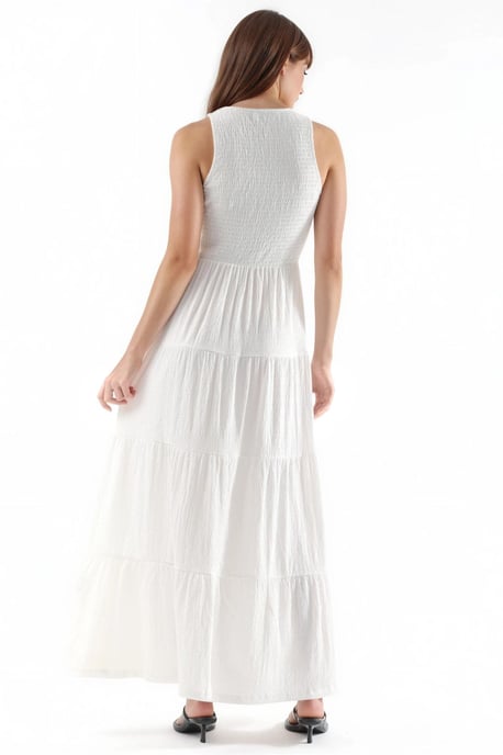Strukturiertes U-Kragen Maxi-Kleid - Image 4
