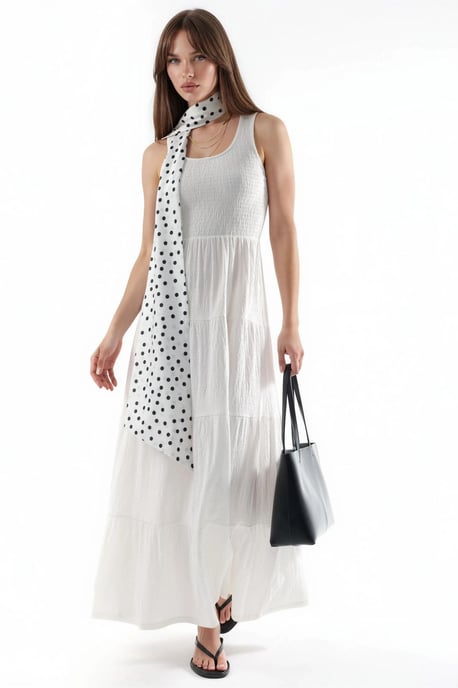 Strukturiertes U-Kragen Maxi-Kleid - Image 5