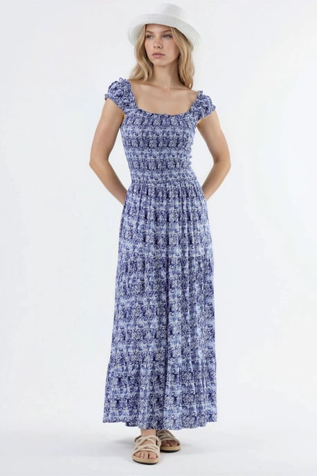 Maxikleid mit Paisley-Muster und quadratischem Kragen - Image 3