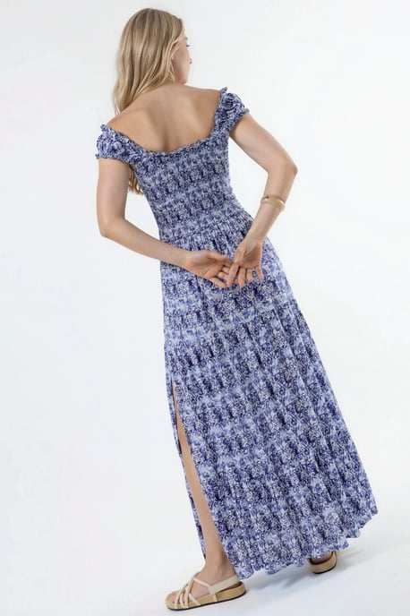Maxikleid mit Paisley-Muster und quadratischem Kragen - Image 4