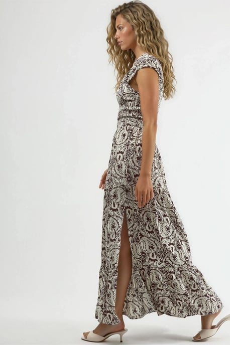 Maxikleid mit Paisleymuster und quadratischem Kragen - Image 2