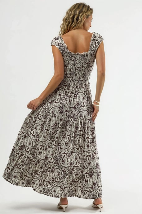 Maxikleid mit Paisleymuster und quadratischem Kragen - Image 3
